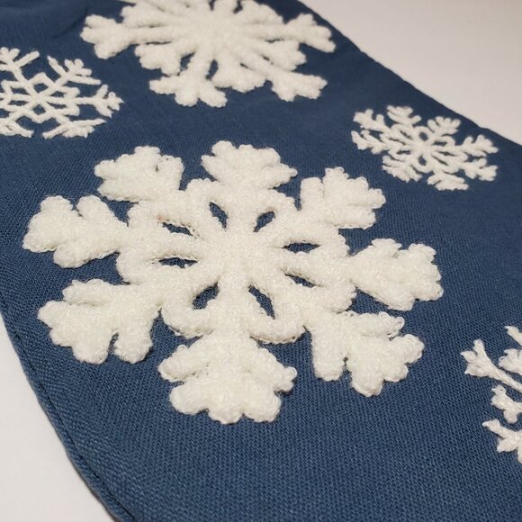 Christmas Stocking Snowflakes Raised Blue White 18" Holiday Home Decor xmas NEW - Picture 4 of 8
